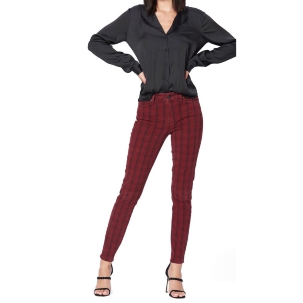PAIGE Hoxton Tartan Plaid High Waist Skinny Jeans! - Picture 3 of 5